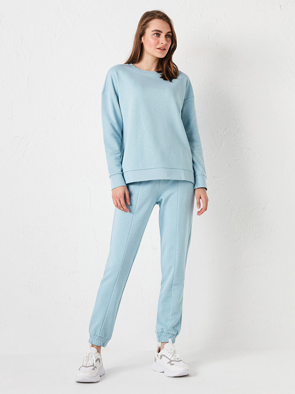 Mavi Bisiklet Yaka Düz Uzun Kollu Kadın Sweatshirt-10