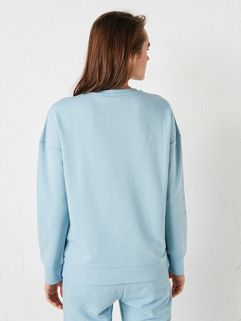 Mavi Bisiklet Yaka Düz Uzun Kollu Kadın Sweatshirt-11