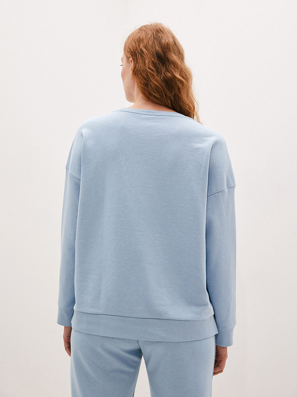 Mavi Bisiklet Yaka Düz Uzun Kollu Kadın Sweatshirt-6