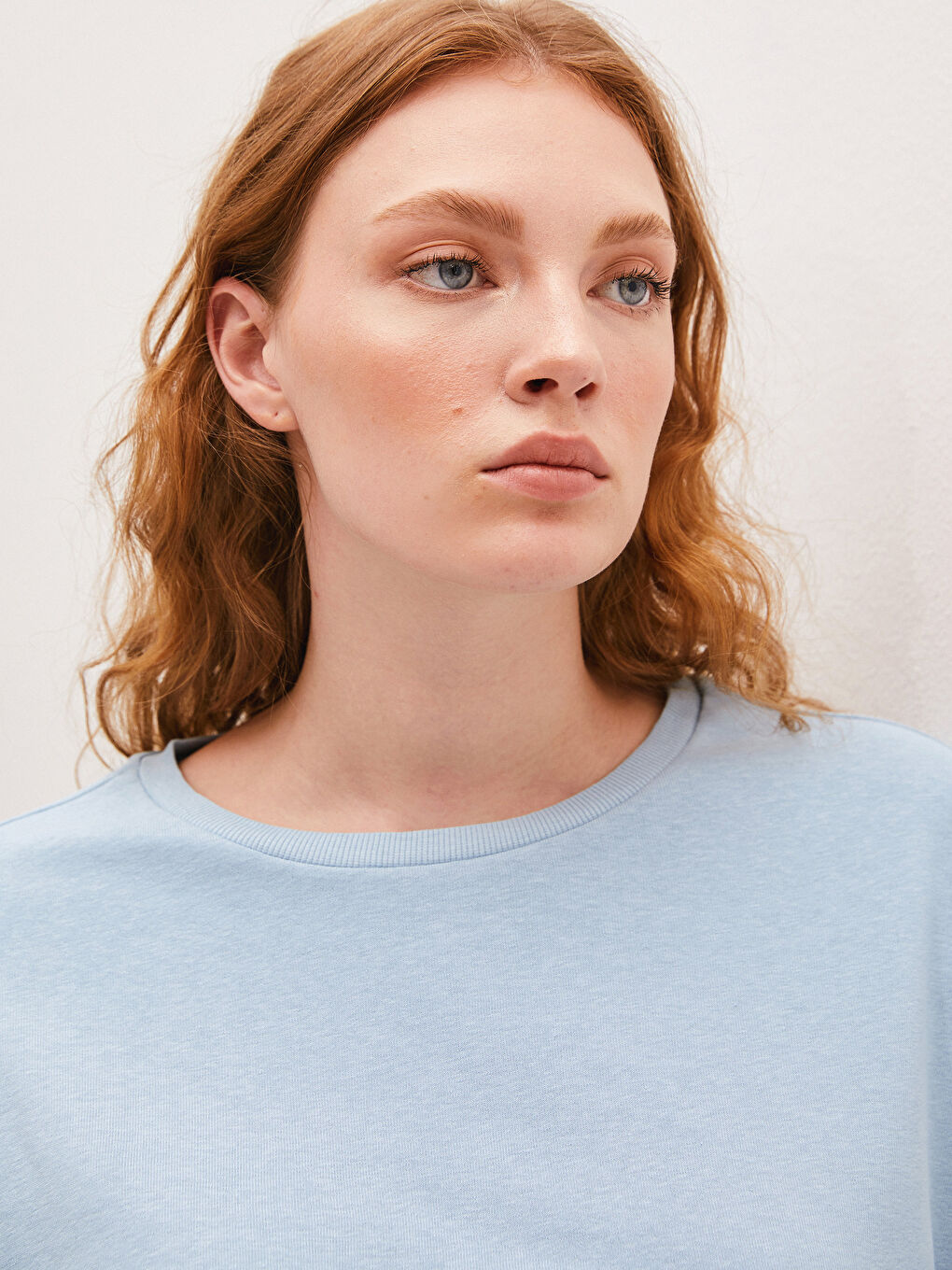 Mavi Bisiklet Yaka Düz Uzun Kollu Kadın Sweatshirt-3