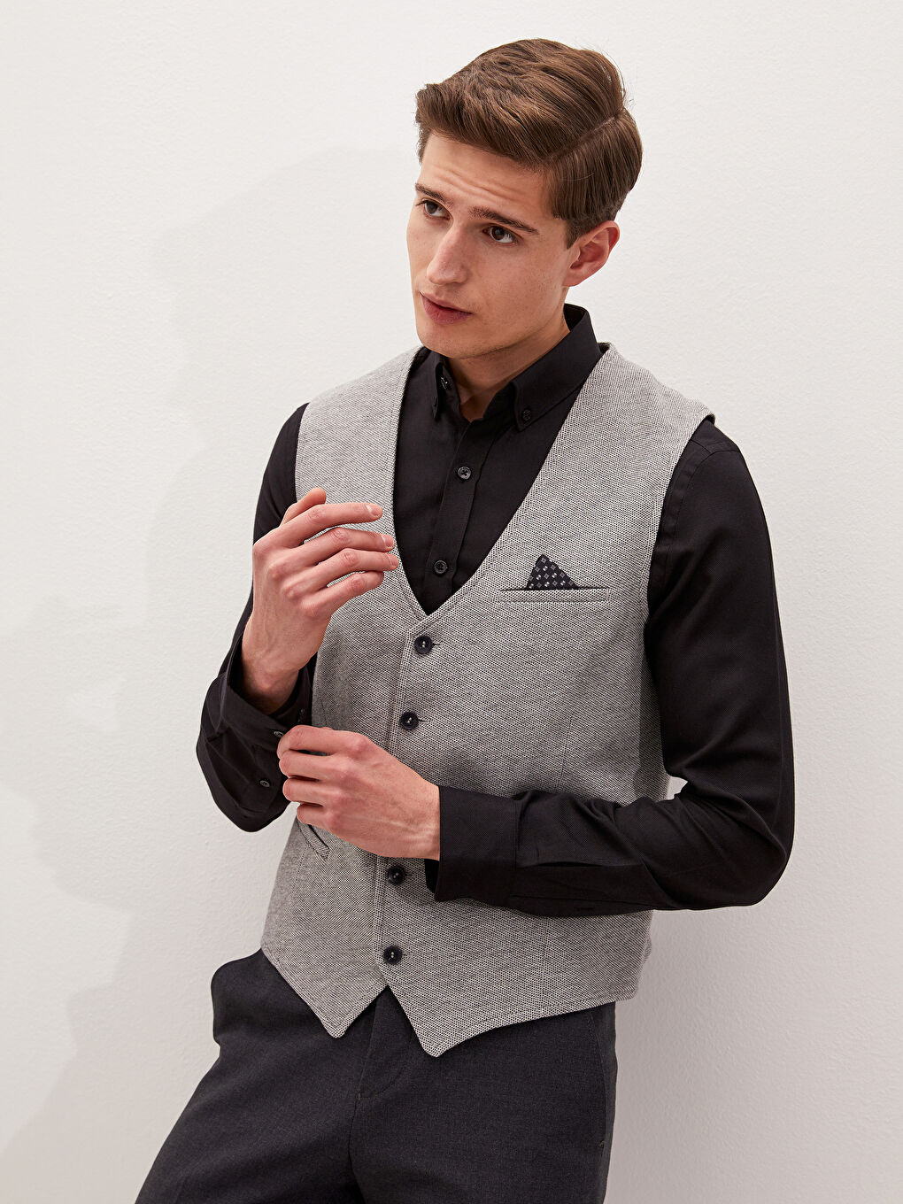 Slim Fit Classic Slim Men's Vest-5