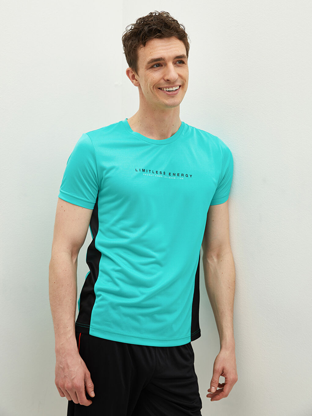 Yeşil Bisiklet Yaka Kısa Kollu Aktif Spor Erkek Tişört