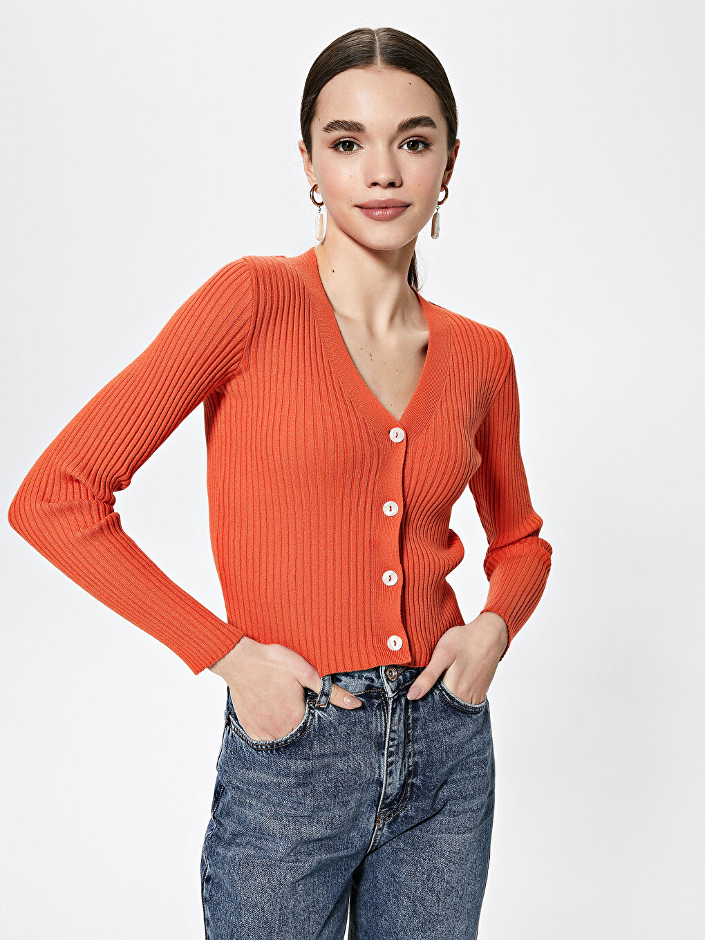V Neck Straight Long Sleeve Women's Knitwear  Cardigan-8