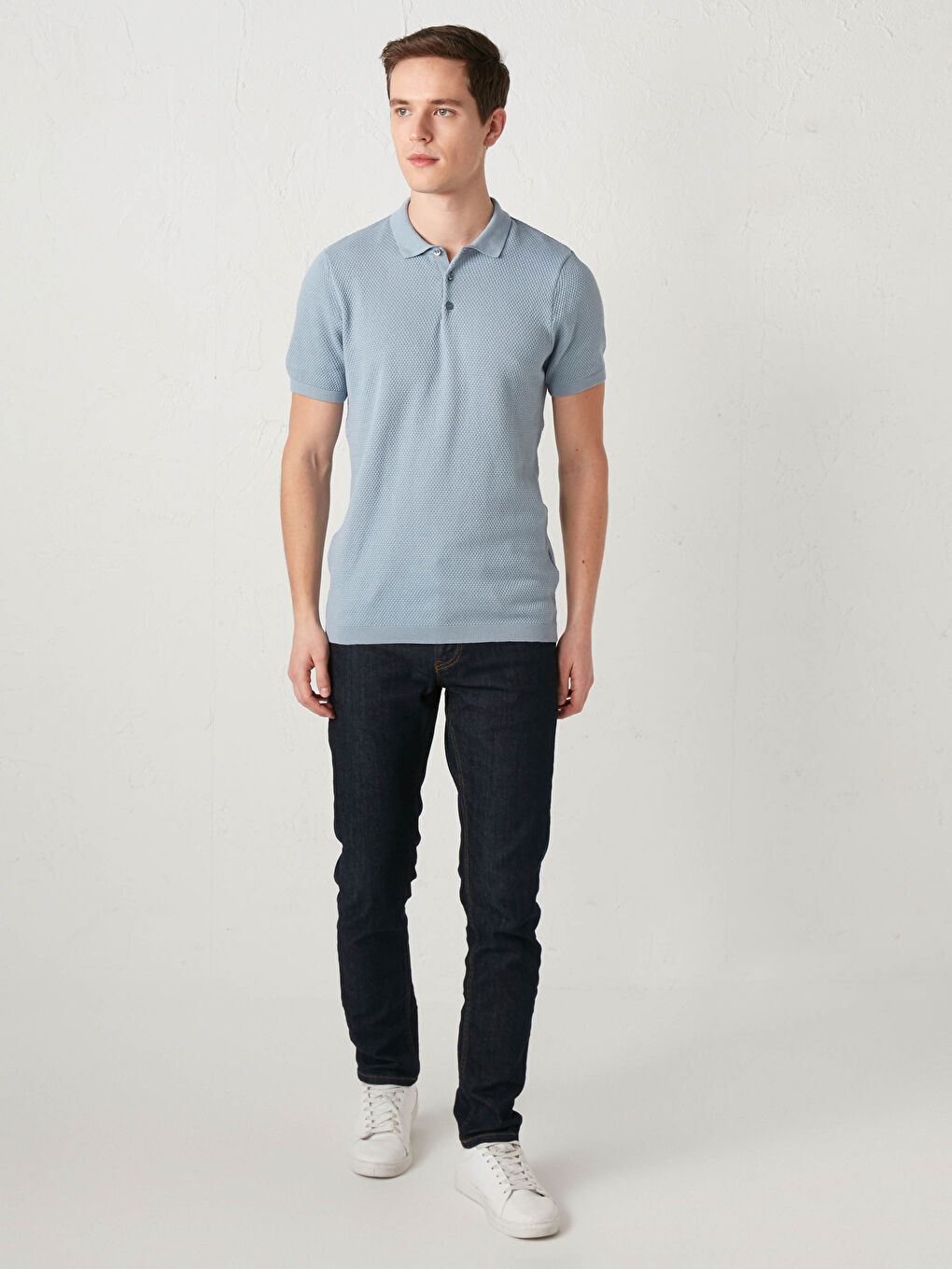 Mavi Polo Yaka Erkek Triko Tişört-1