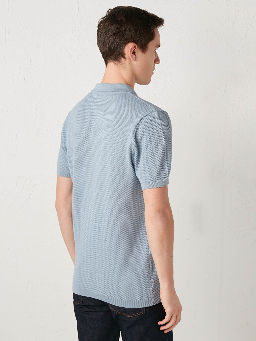 Mavi Polo Yaka Erkek Triko Tişört-2