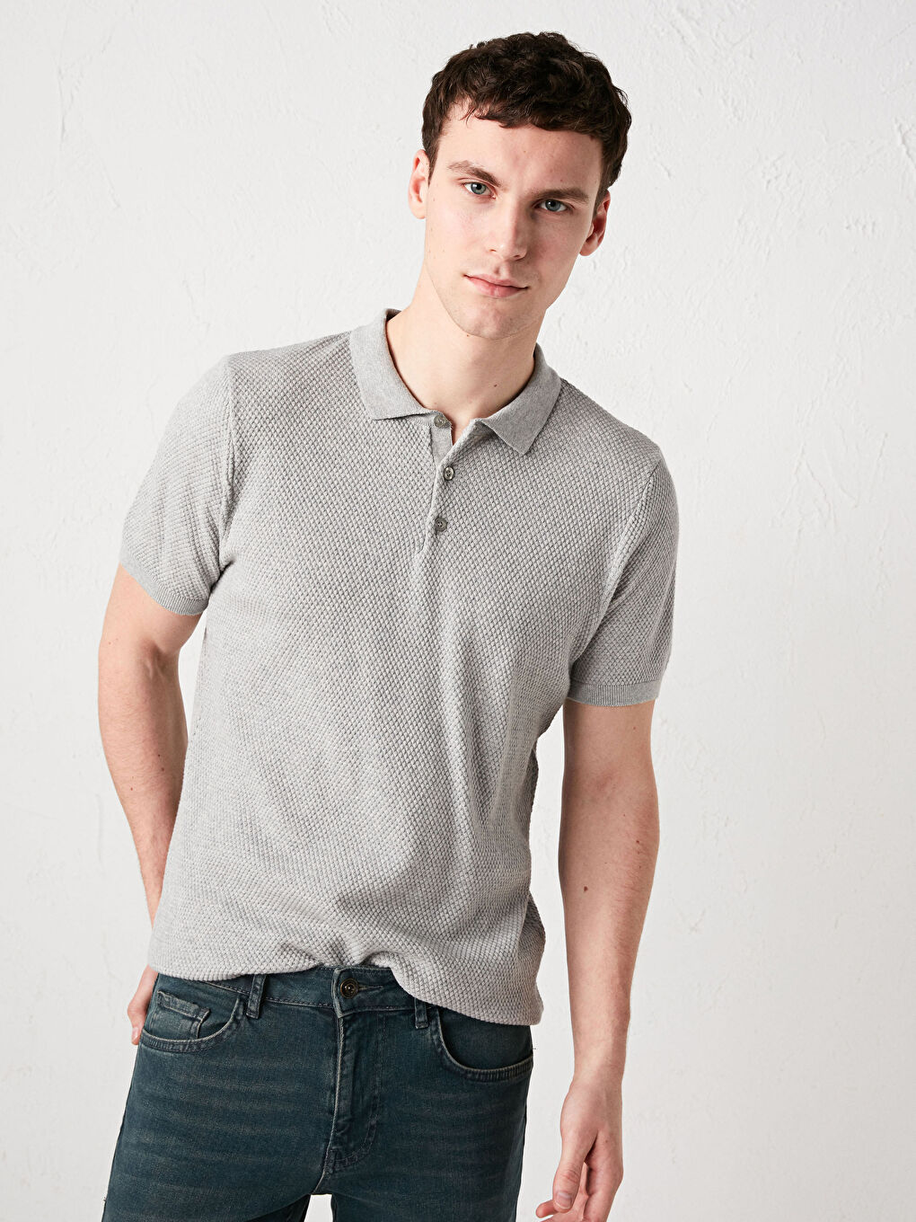 Men's Polo Collar Knitted T-Shirt-3