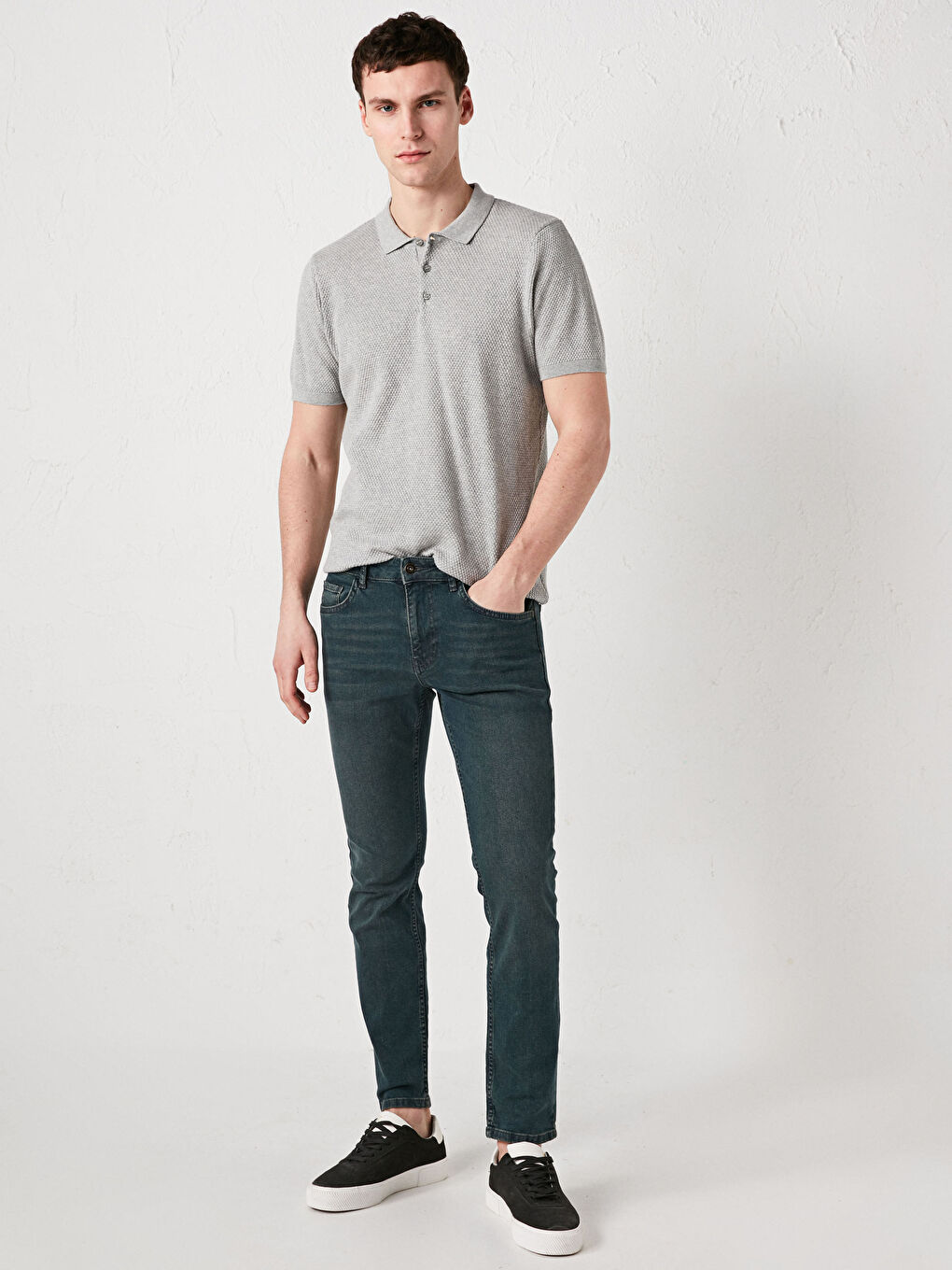 Men's Polo Collar Knitted T-Shirt-1