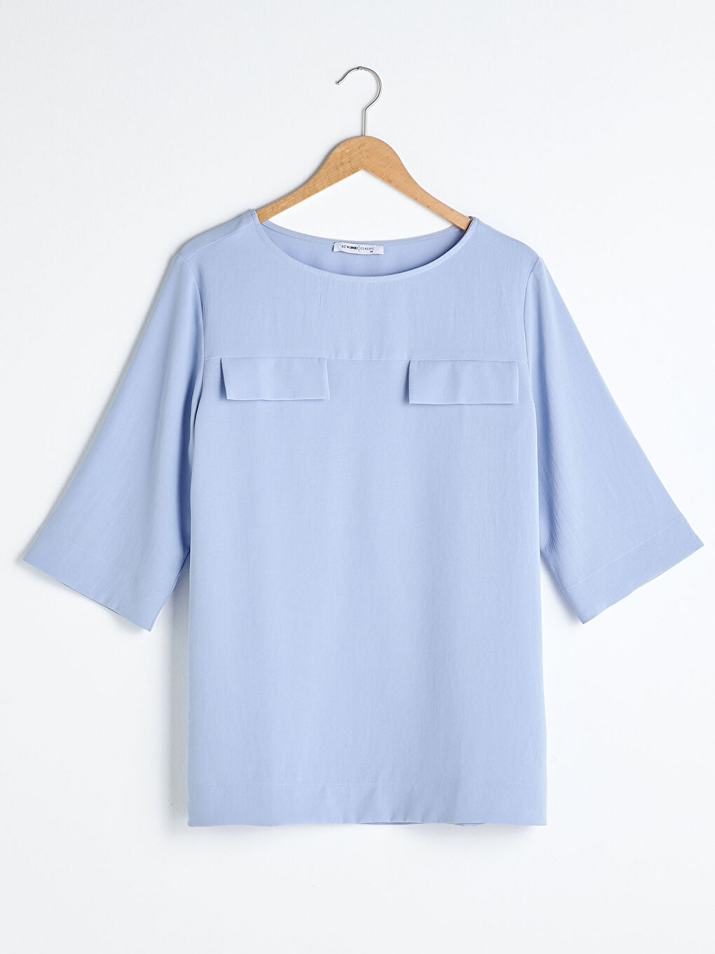 بلوزة نسائية بياقة دائرية سادة بأكمام قصيرة-5