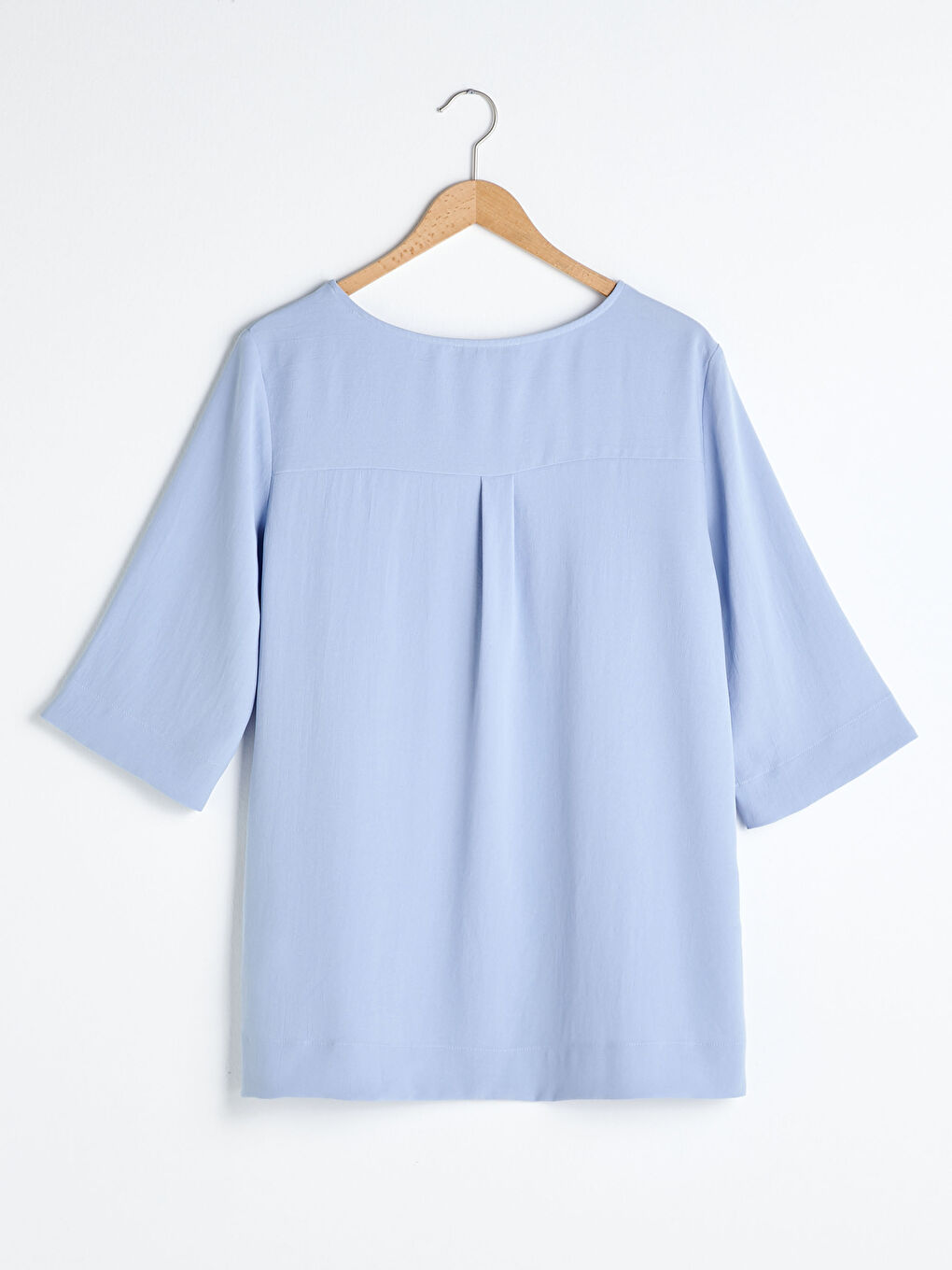 بلوزة نسائية بياقة دائرية سادة بأكمام قصيرة-6