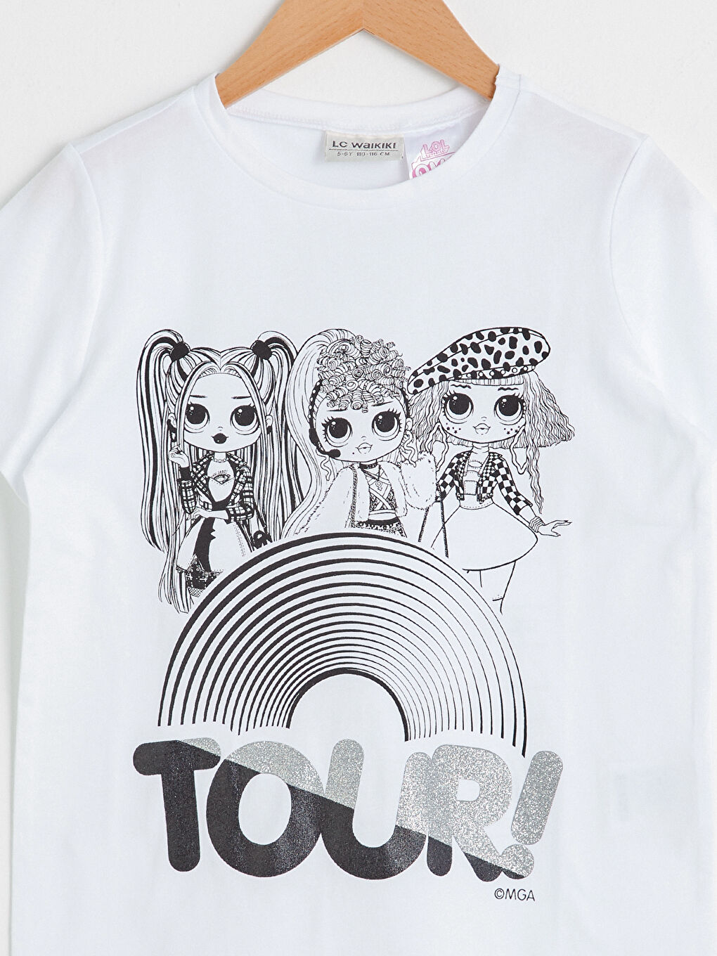 Beyaz Bisiklet Yaka LOL Surprise OMG Lisanslı Kısa Kollu Kız Çocuk Tişört-2