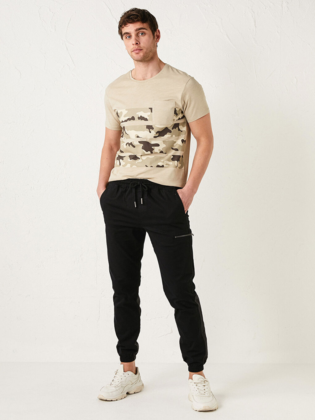 Siyah Slim Fit Gabardin Erkek Jogger Pantolon