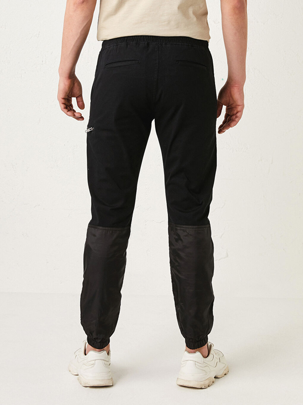 Siyah Slim Fit Gabardin Erkek Jogger Pantolon-3