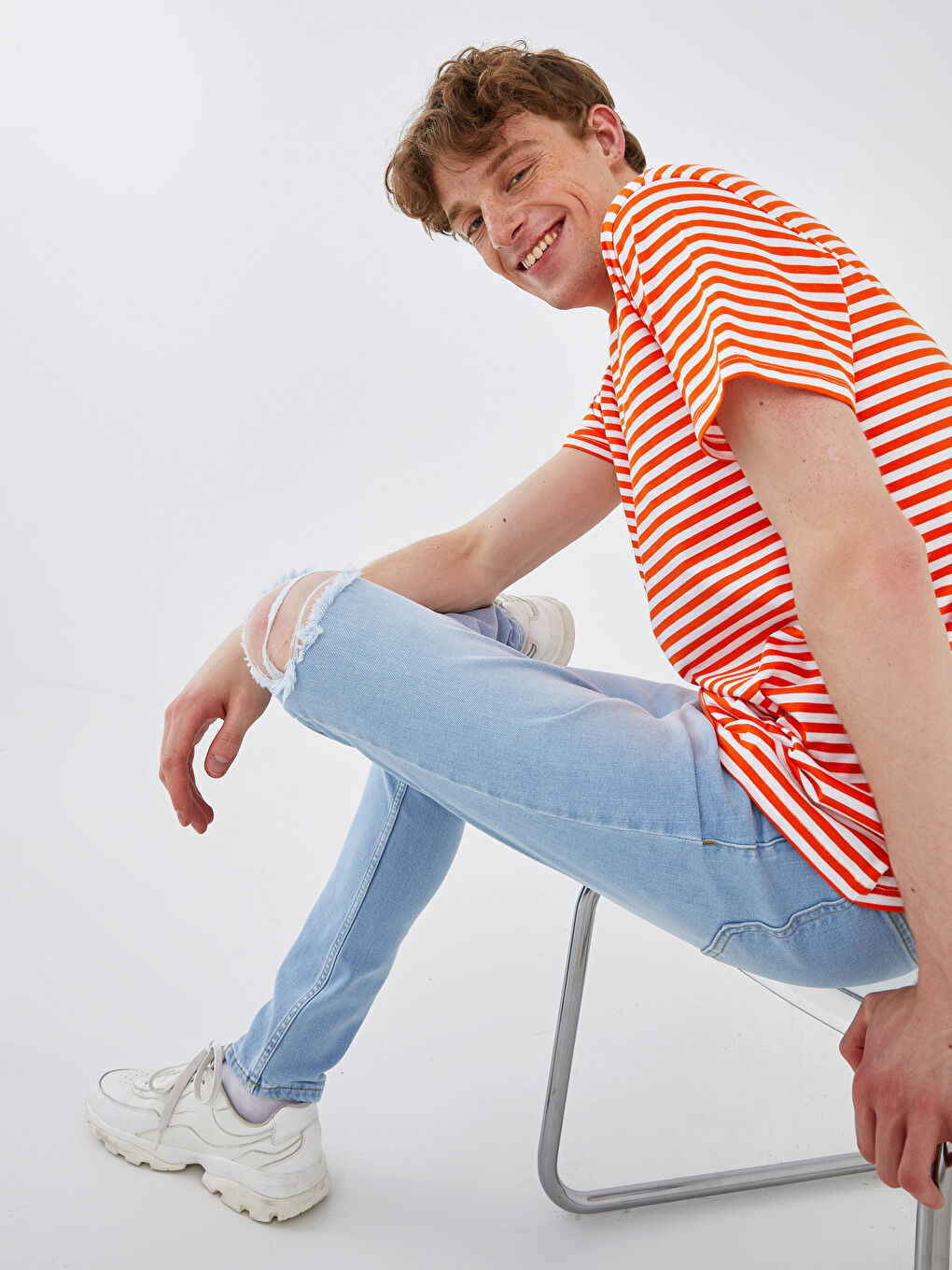 Crew Neck Short Sleeve Striped Jersey Men's T-Shirt-2
