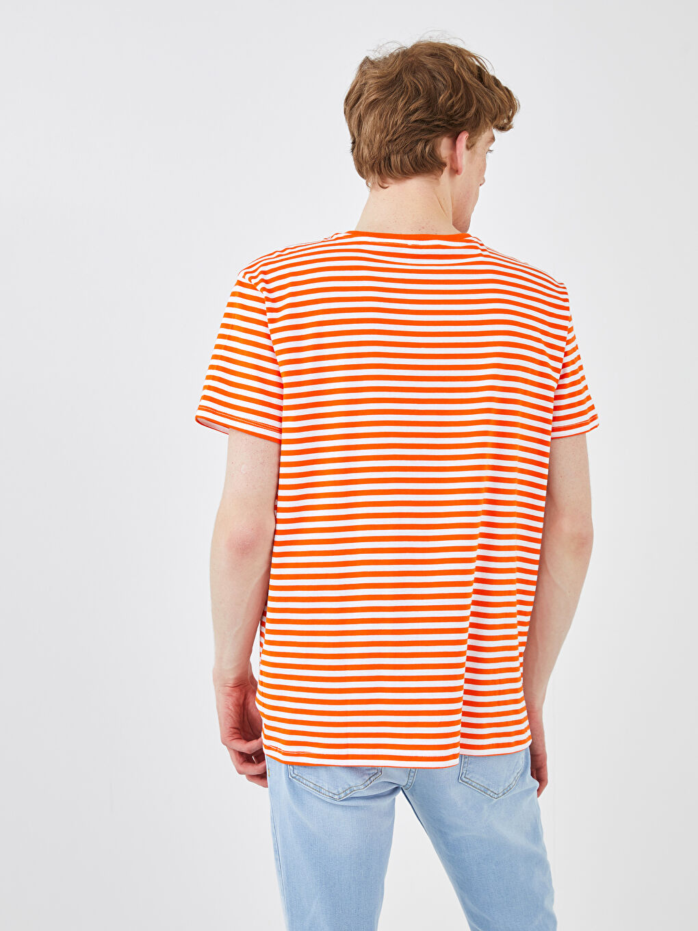Crew Neck Short Sleeve Striped Jersey Men's T-Shirt-3