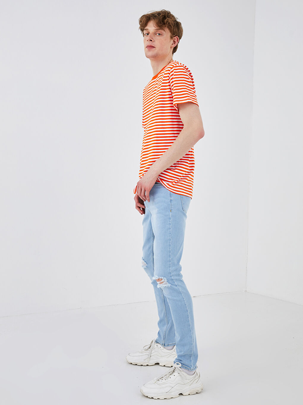 Crew Neck Short Sleeve Striped Jersey Men's T-Shirt-4