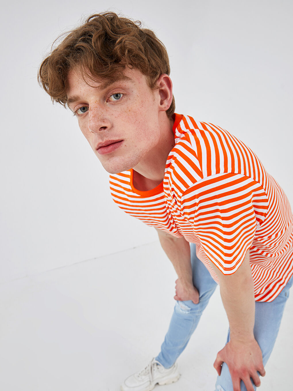 Crew Neck Short Sleeve Striped Jersey Men's T-Shirt