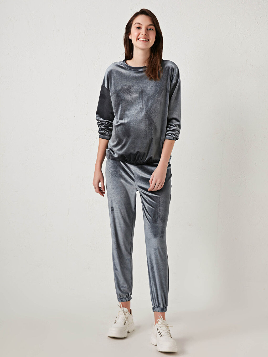 Beli Lastikli Kadife Hamile Eşofman Alt