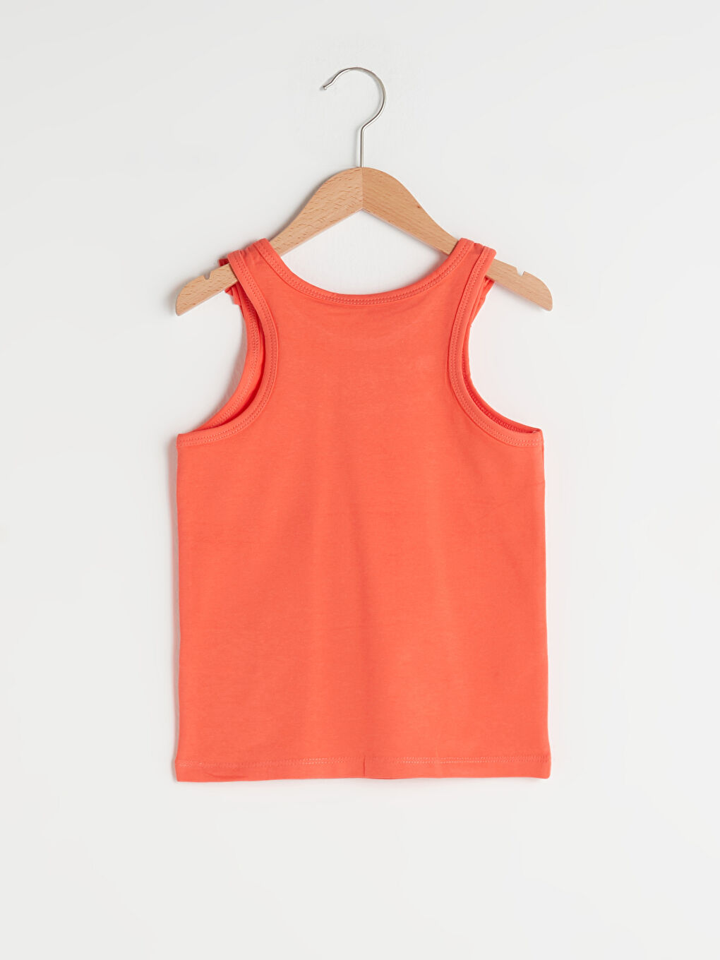 Mercan Bisiklet Yaka Basic Fırfır Detaylı Kız Çocuk Atlet-1