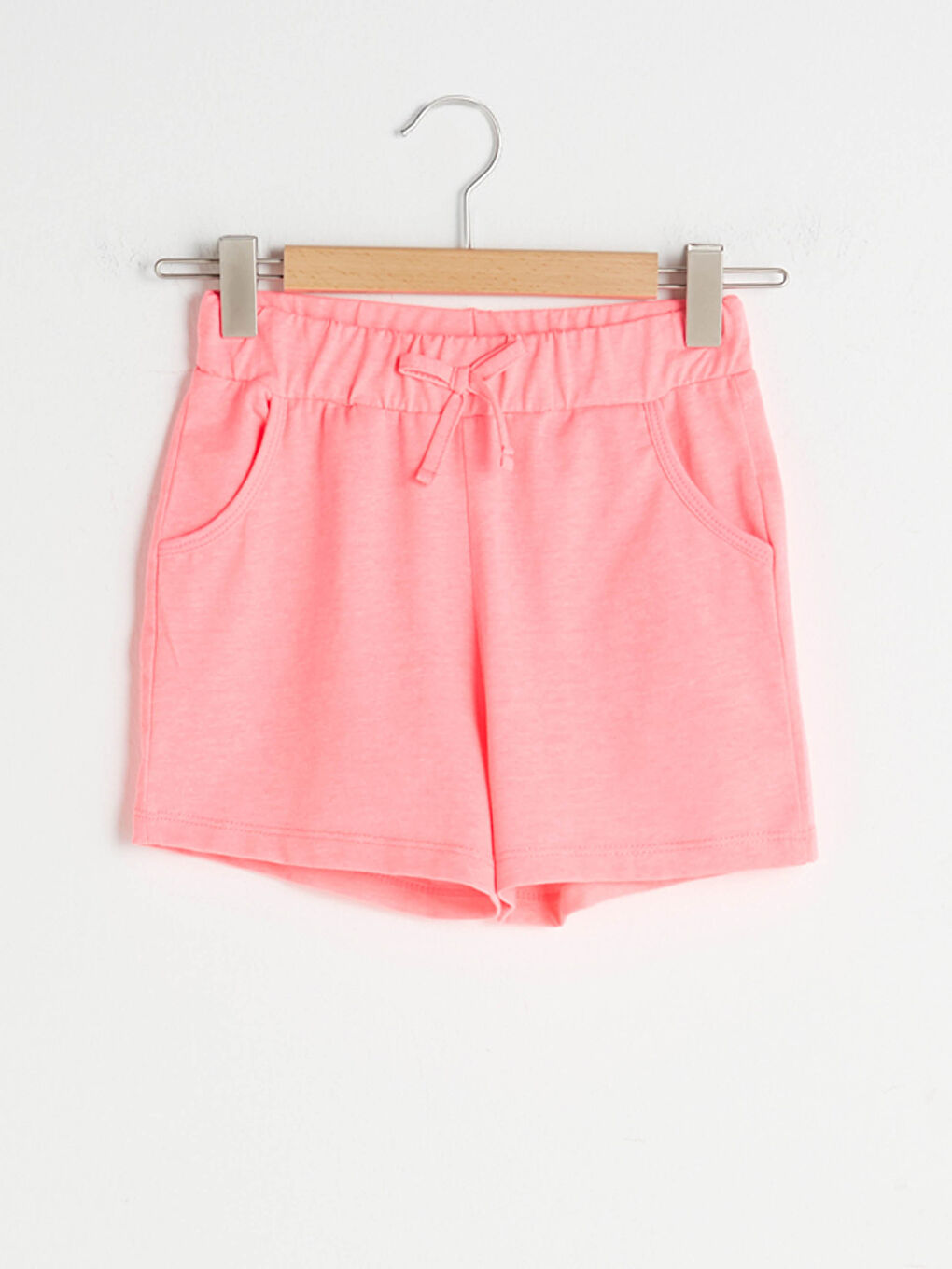 Pembe Beli Lastikli Basic Pamuklu Kız Çocuk Şort