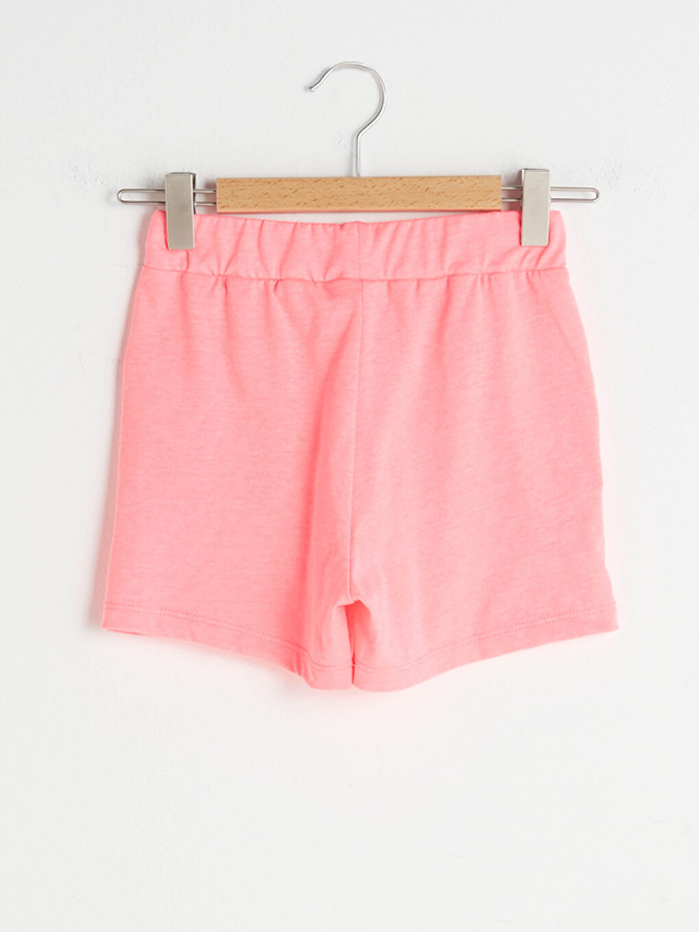 Pembe Beli Lastikli Basic Pamuklu Kız Çocuk Şort-1
