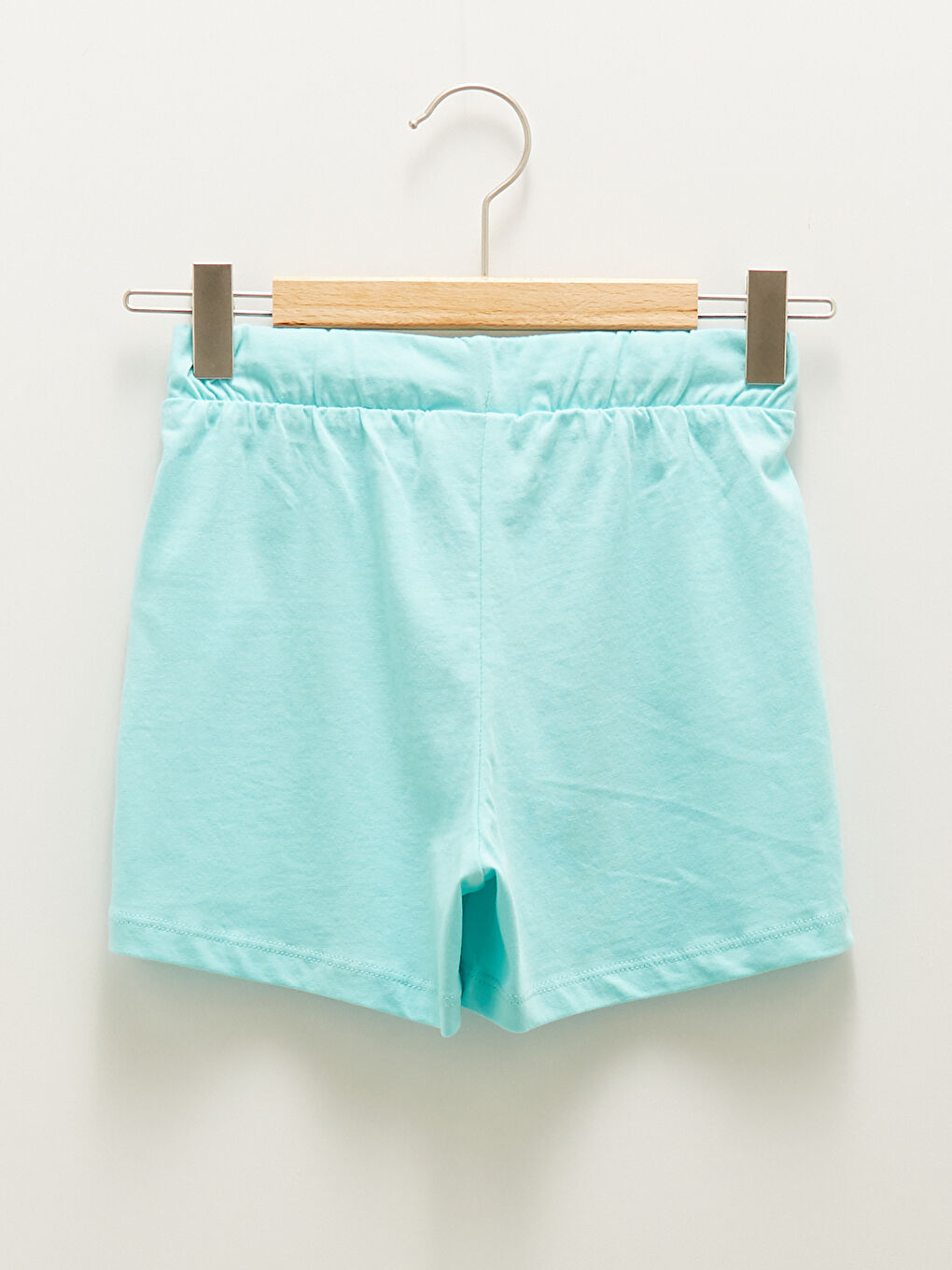 Turkuaz Beli Lastikli Basic Pamuklu Kız Çocuk Şort-1