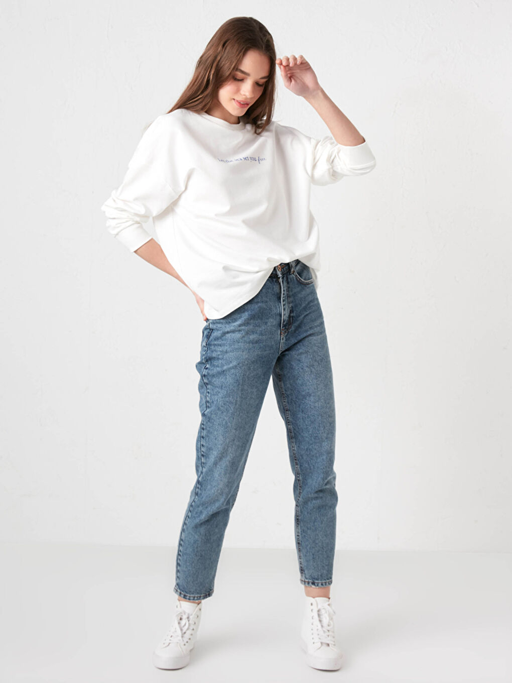 Crew Neck Printed Long Sleeve Women's Sweatshirt-6