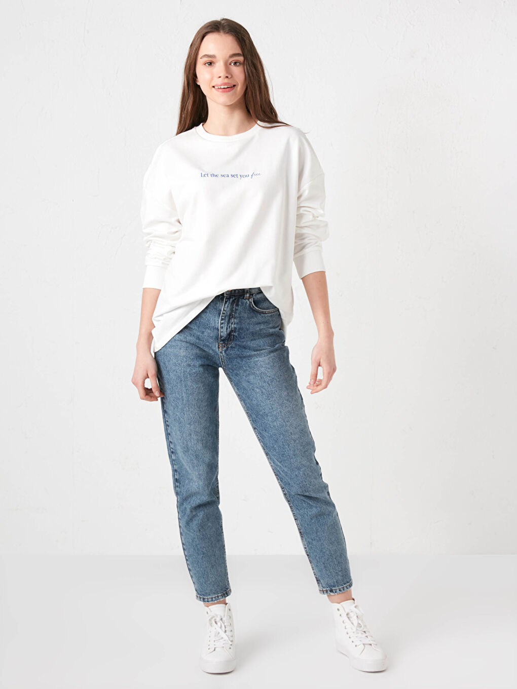 Crew Neck Printed Long Sleeve Women's Sweatshirt-7