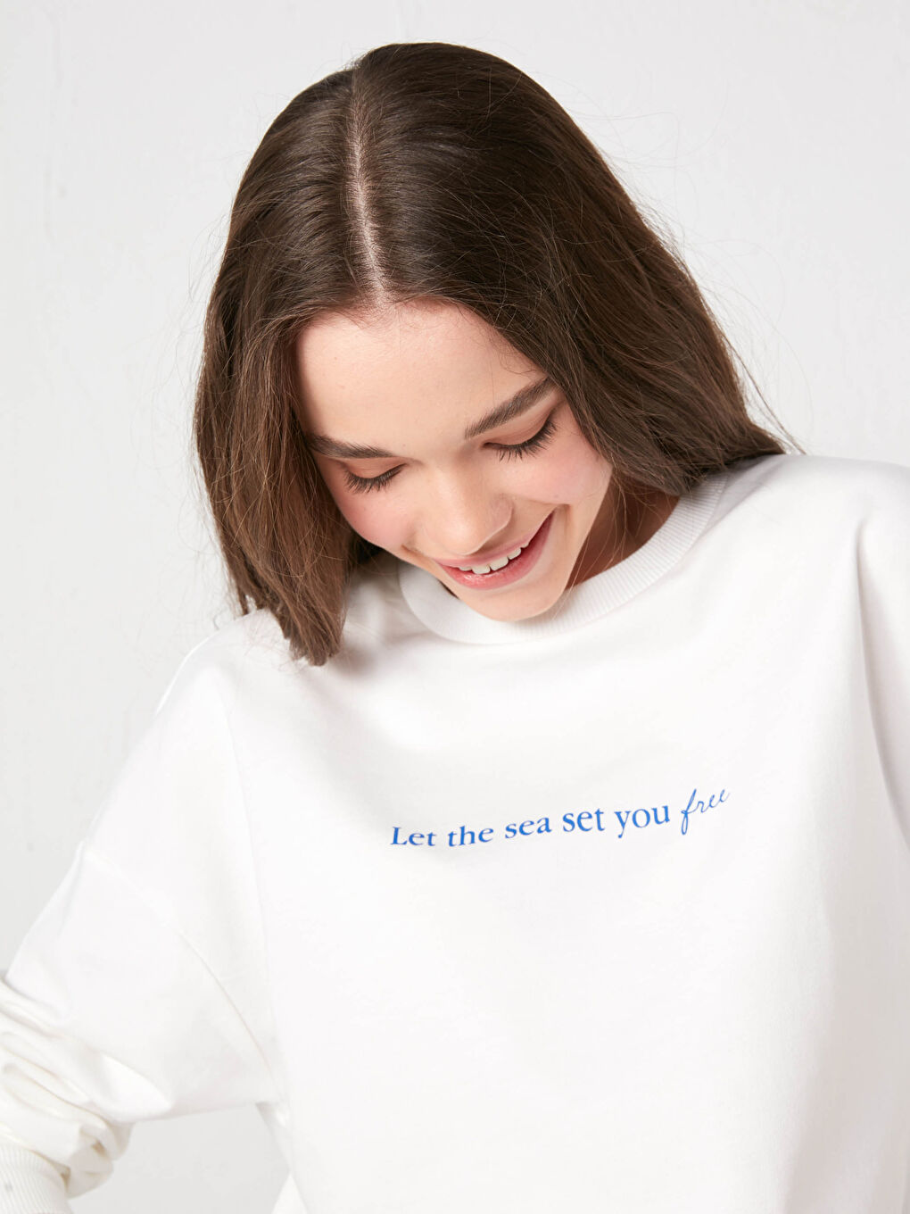 Crew Neck Printed Long Sleeve Women's Sweatshirt-8