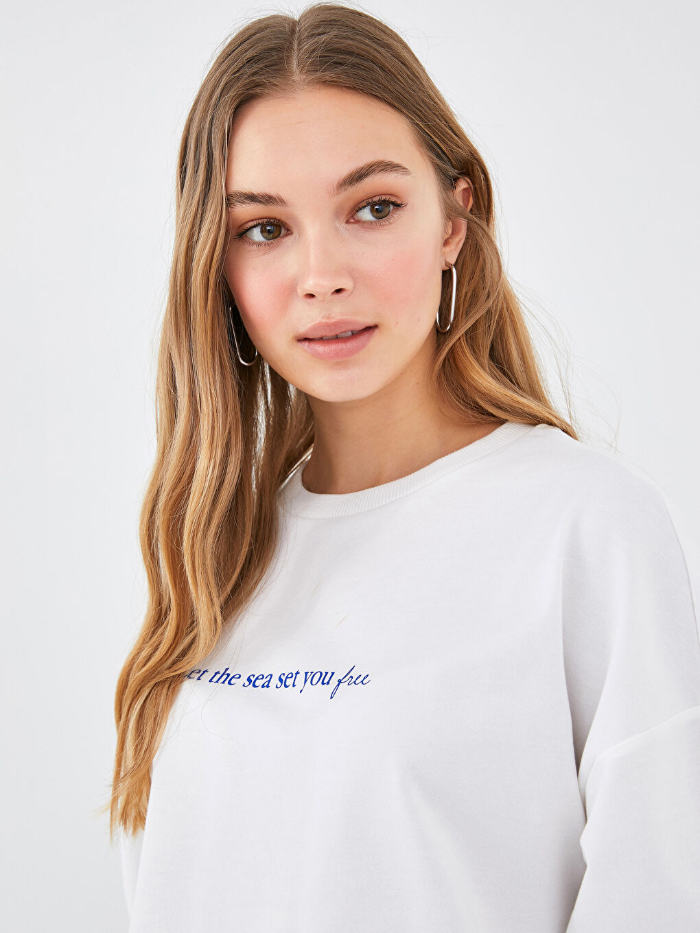 Crew Neck Printed Long Sleeve Women's Sweatshirt-2