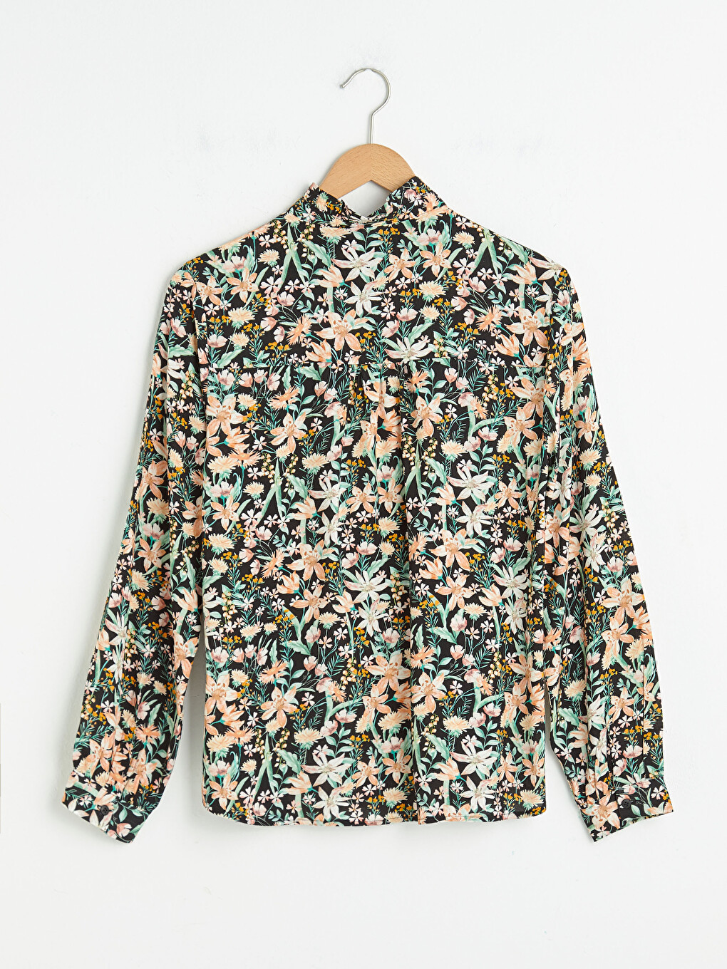 Chemise Femme à Col Volanté Imprimé Floral à Manches Longues en Viscose-7
