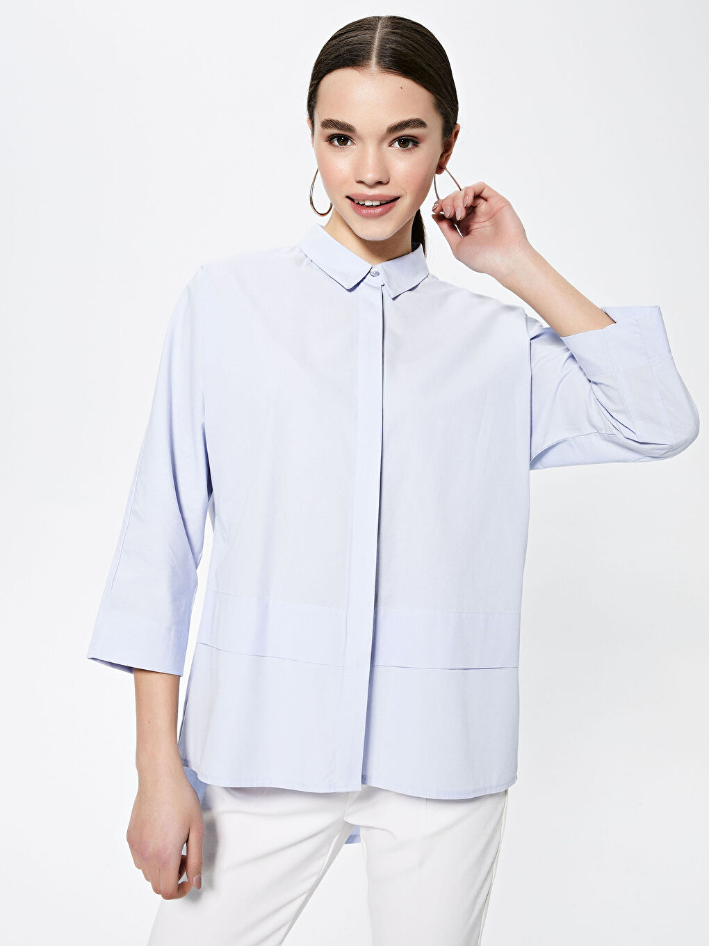 Chemise Popeline Pour Femmes à Patte de Boutonnage Invisible