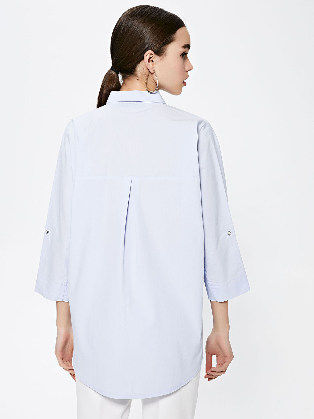 Chemise Popeline Pour Femmes à Patte de Boutonnage Invisible-4