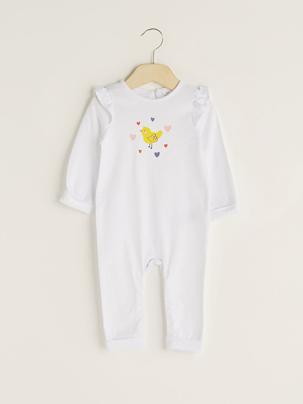 Combinaison Bébé Fille Imprimée à Manches Longues avec Col Rond