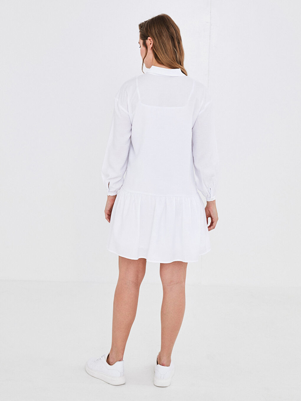 Shirt Neck Regular Long Sleeve Poplin Maternity Dress-7