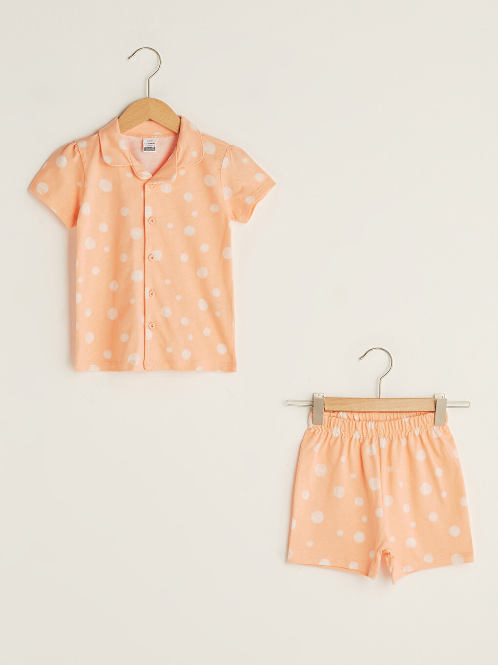 Ensemble de pyjama Bébé Fille Col de chemise Manches courtes Motif Pois