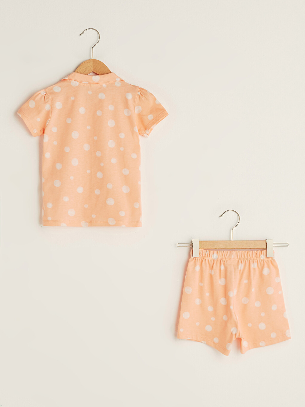 Ensemble de pyjama Bébé Fille Col de chemise Manches courtes Motif Pois-1