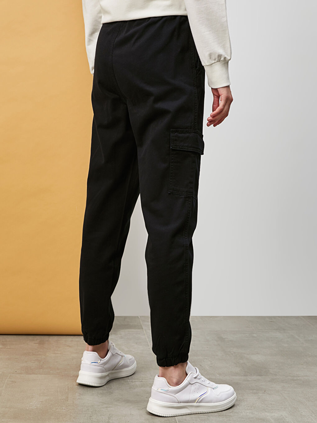 Siyah Beli Lastikli Rahat Kalıp Harem Kadın Pantolon-2