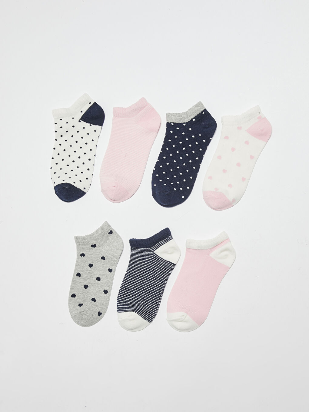 Patterned Girls' Trainer Socks 7 Pack-1
