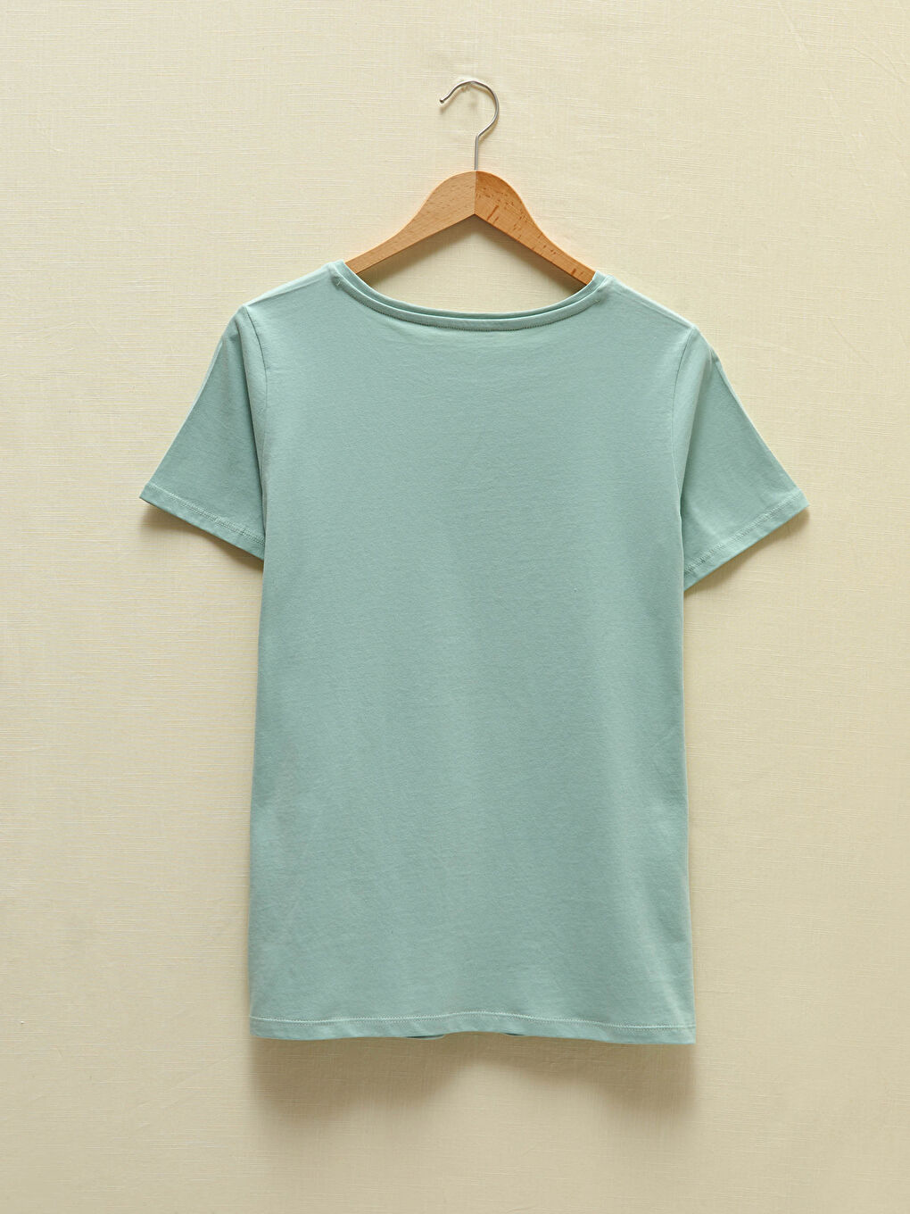 Yeşil Bisiklet Yaka Baskılı Kısa Kollu Hamile Tişört-10