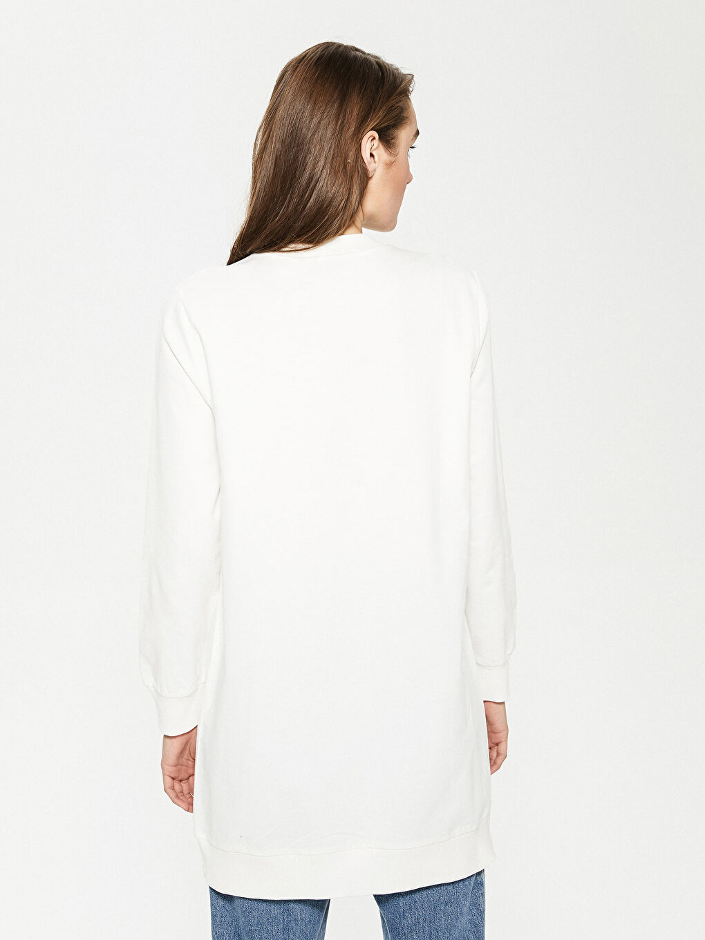 Dukserica tunika od pamuka sa okruglim izrezom za žene-3