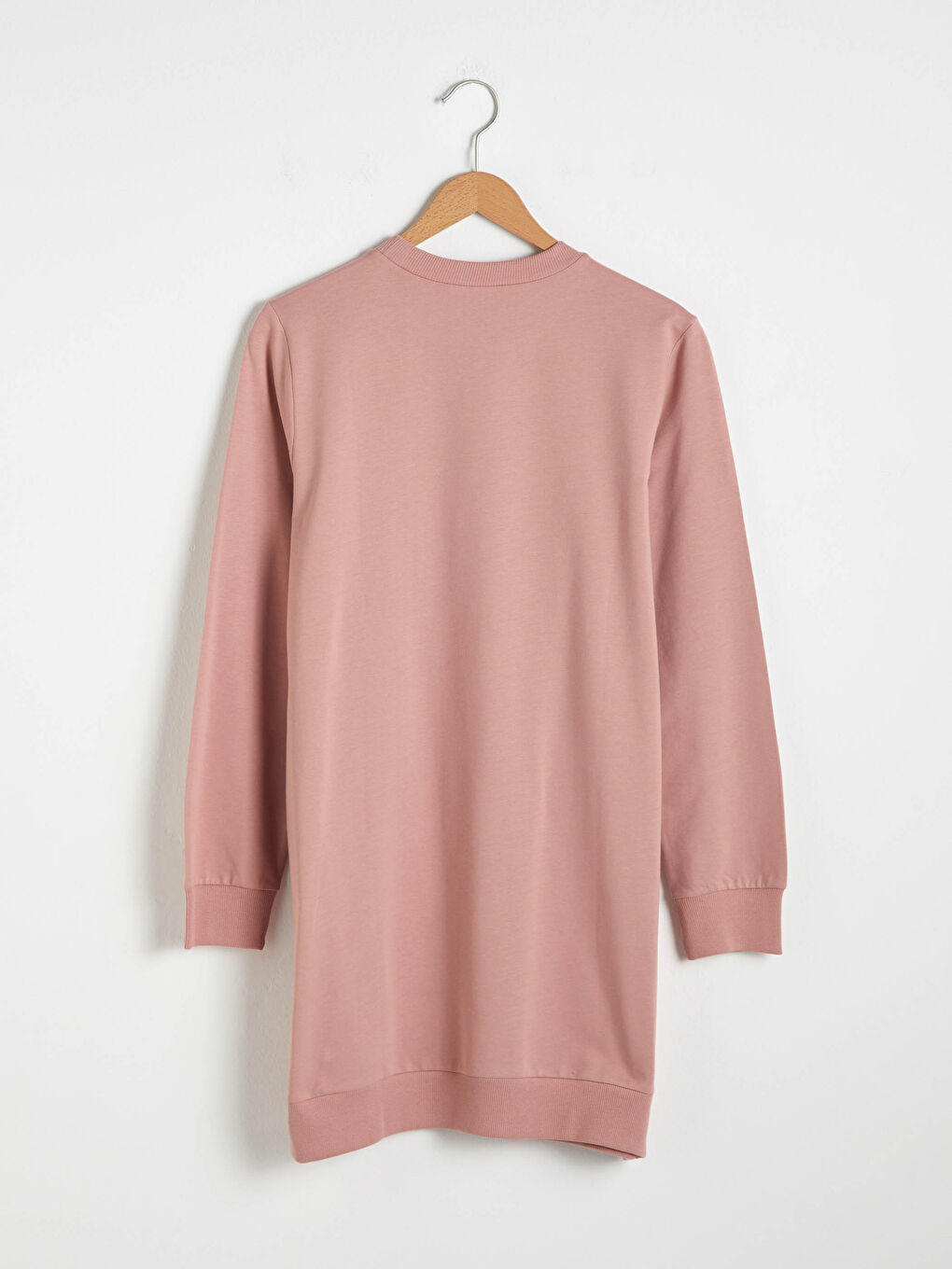 Pembe Bisiklet Yaka Pamuklu Kadın Sweatshirt Tunik-6