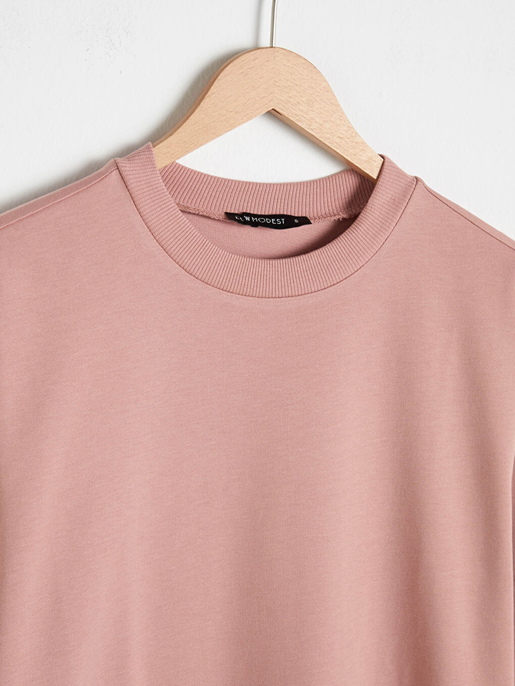 Pembe Bisiklet Yaka Pamuklu Kadın Sweatshirt Tunik-7