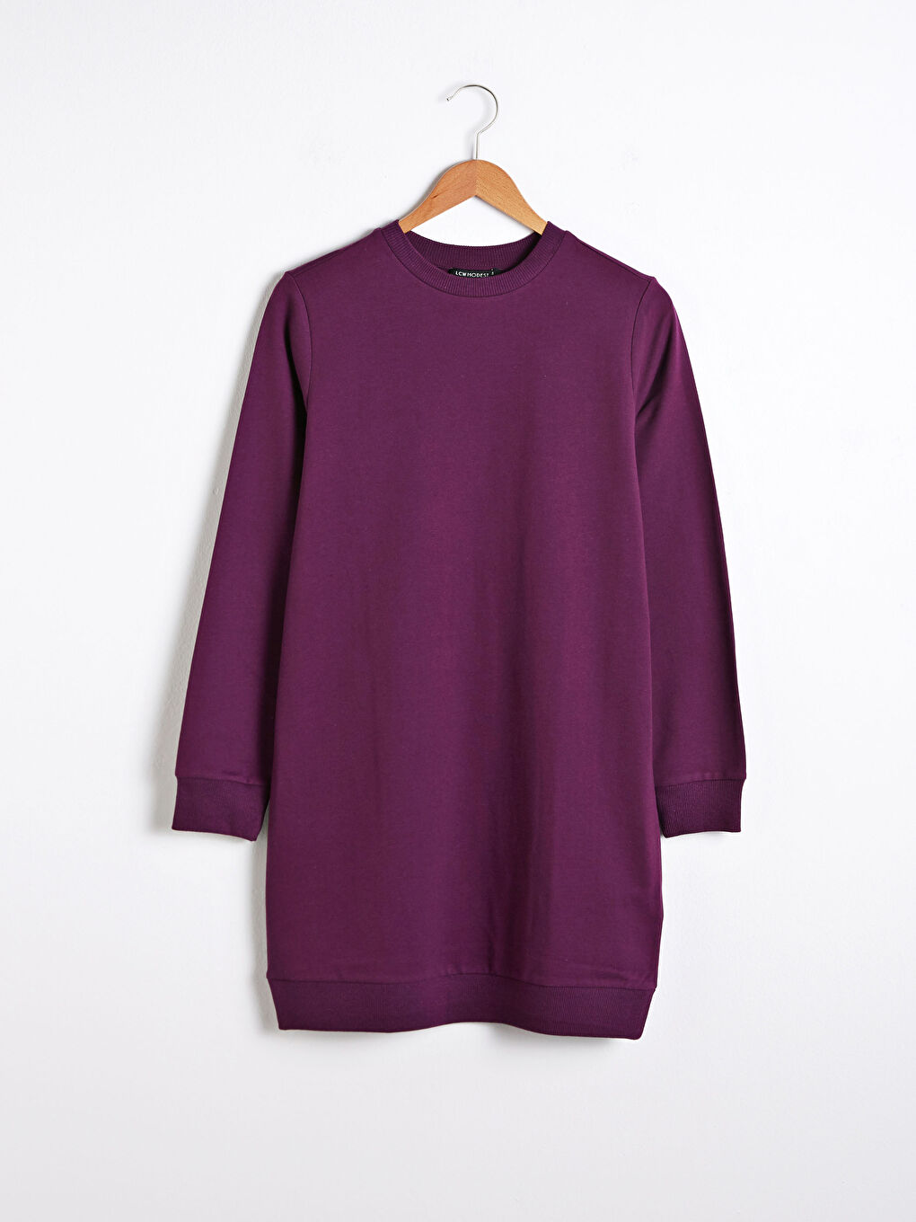 LCW Modest Crew Neck Cotton Women's Sweatshirt Tunic -S1DA08Z8-PMR