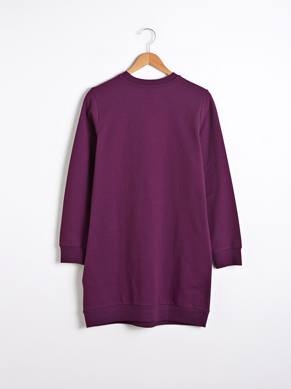 LCW Modest Crew Neck Cotton Women's Sweatshirt Tunic -S1DA08Z8-PMR