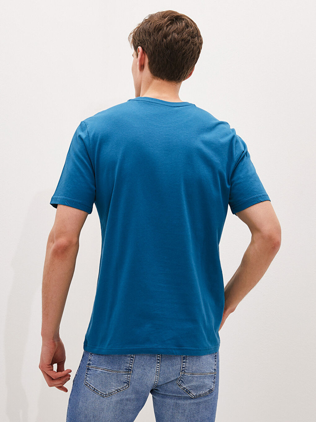 تيشيرت رجالي ياقة دائرية كم قصير مطبوع قطن ممشط-4