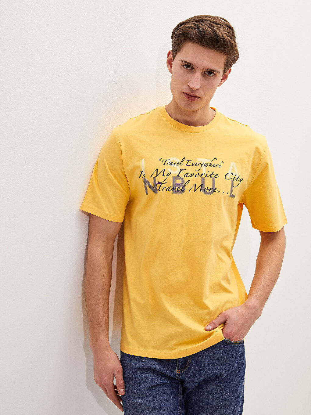 Crew Neck Short Sleeve Printed Combed Cotton Men's T-shirt-1