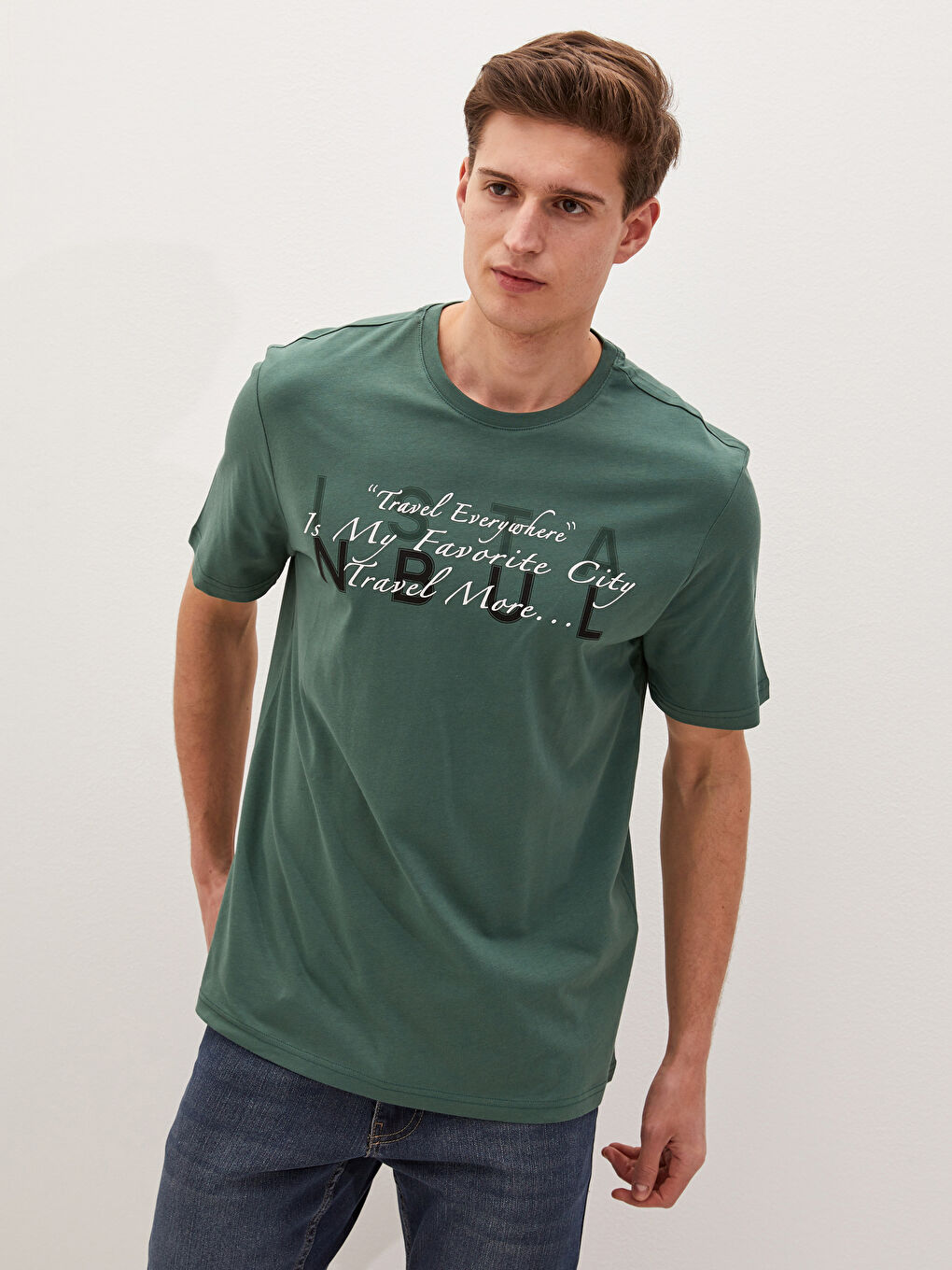 Футболка для чоловіків з круглим вирізом, коротким рукавом, з принтом, з чесаної бавовни-1