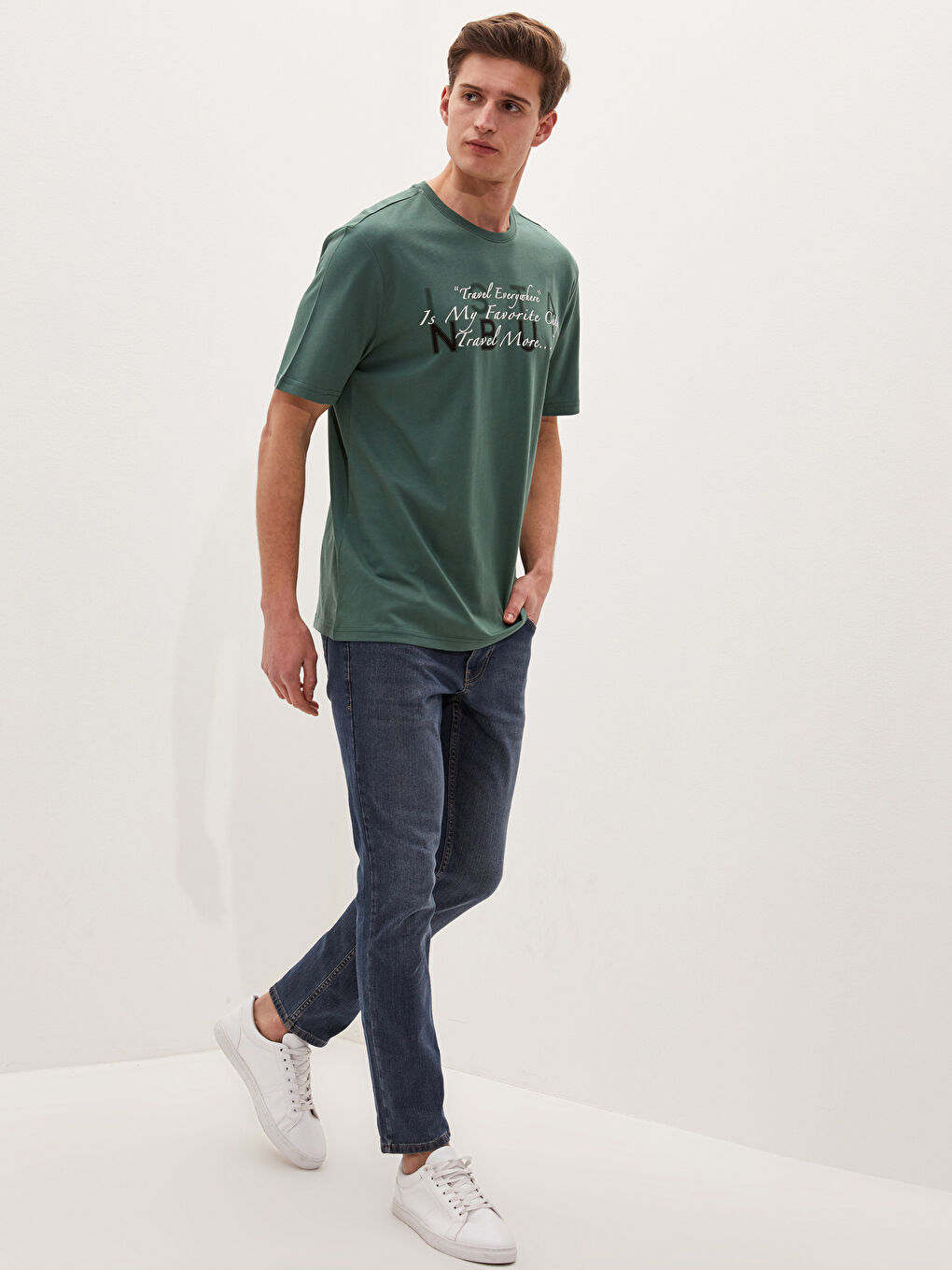 Футболка для чоловіків з круглим вирізом, коротким рукавом, з принтом, з чесаної бавовни-3