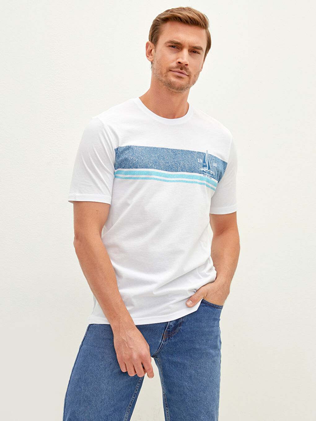 Футболка для чоловіків з круглим вирізом, коротким рукавом, з принтом, з чесаної бавовни-2