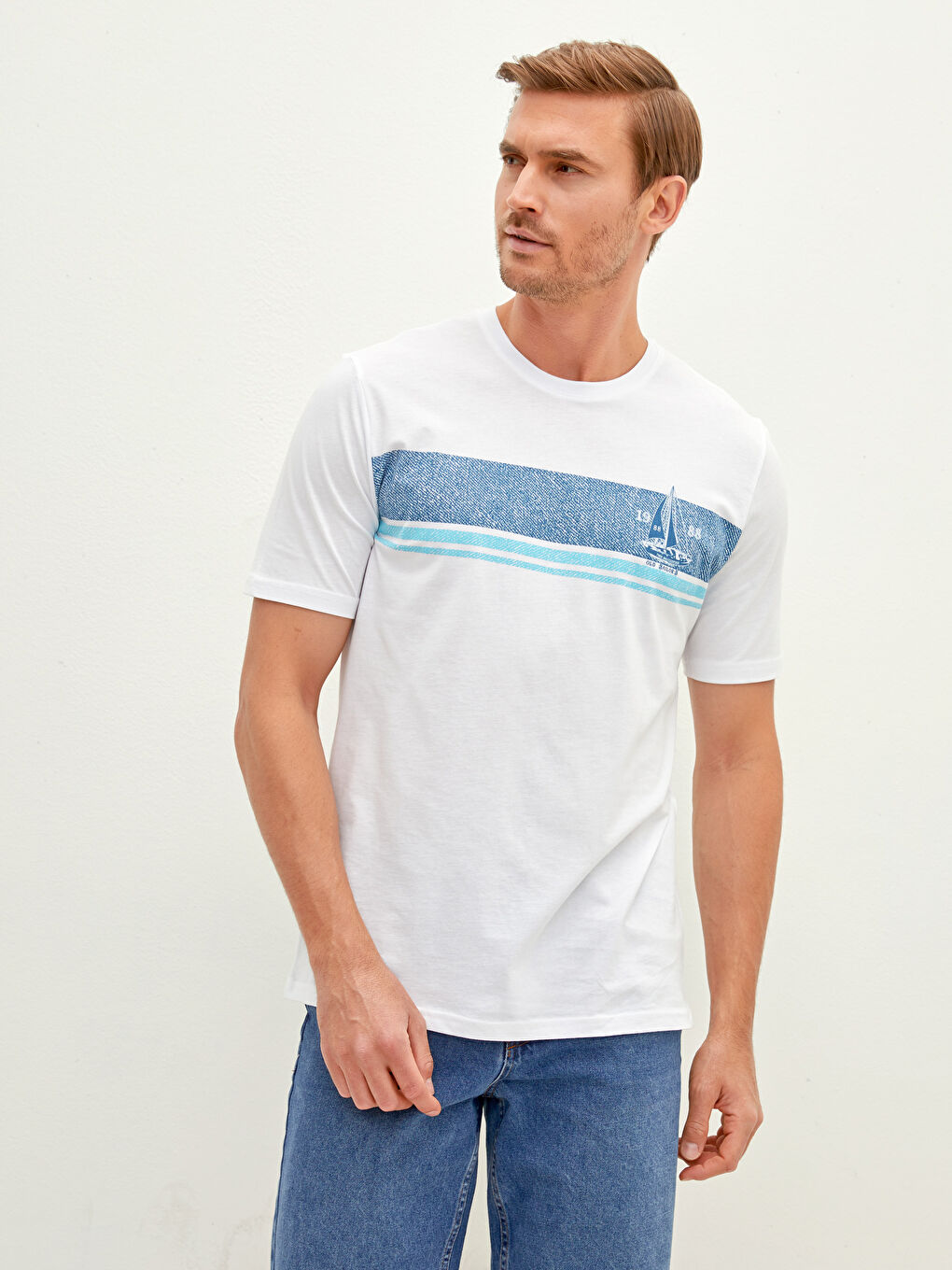 Футболка для чоловіків з круглим вирізом, коротким рукавом, з принтом, з чесаної бавовни-3